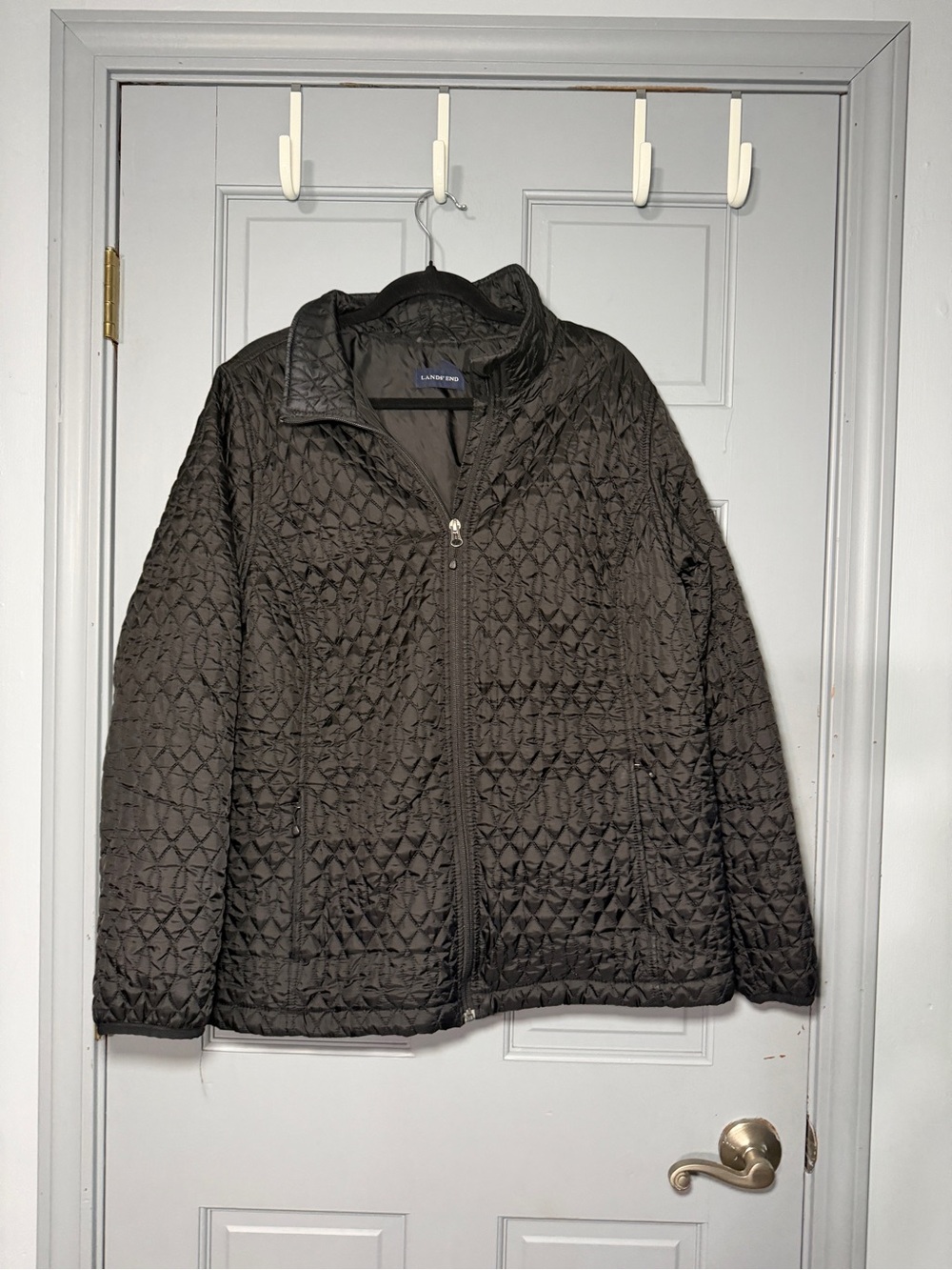 Lands' End Navy Quilted puffer Jacket